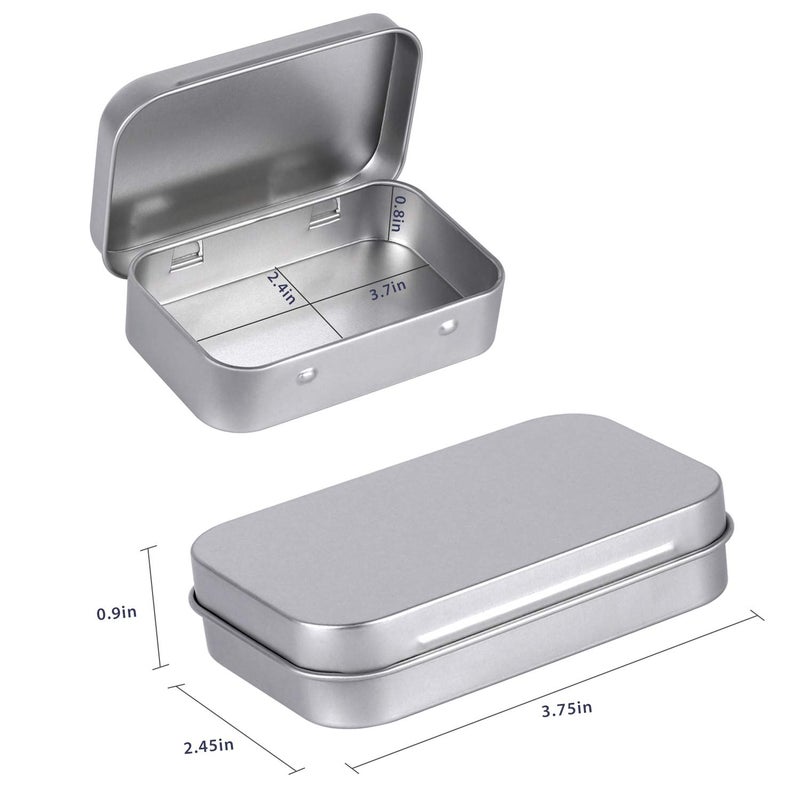 Tamicy Metal Rectangular Empty Hinged Tins - Pack of 40 Silver Mini Portable Box Small Storage Kit & Home Organizer with lids craft containers 3-1/2''X2-1/2''X4/5'' - Image 2